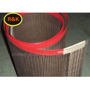 10 × 10 Red Edge PTFE Mesh Belt , PTFE Coated Fiberglass Conveyor Belt