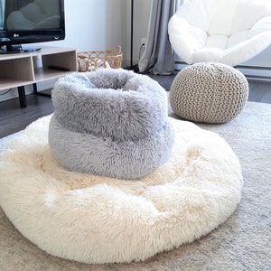 Plush Cozy Anti Anxiety Donut Calming Dog Bed 100% Cotton Handmade