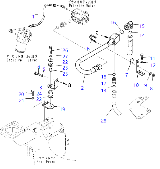 02765-002A4 02765002A4 Hose KOMATSU Wheel Loader Spare Parts For WA200-6