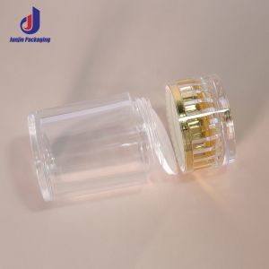 50ml Pearlescent Gold Lid Plastic Bottle for Capsules and Pills Transparent