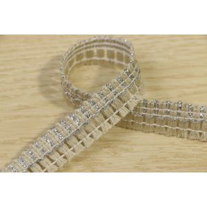 China Fringe Woven Fabric Tape Multiapplication With Silver Metallic Thread on sale