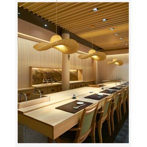 Personalized Creative Restaurant Hat lamp Indoor home Bamboo Wicker Rattan lamp