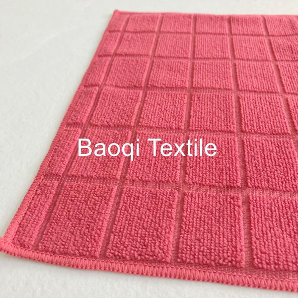 Red color size 16”100% poly microfiber cleaning cloth, tea towels dry water kitchen dish towels with white mesh