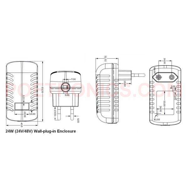 PSA4824-W DC48V 0.5A 24W Wall Plug Mounting Switch Mode Power Supply Unit (CE,RoHS,FCC)