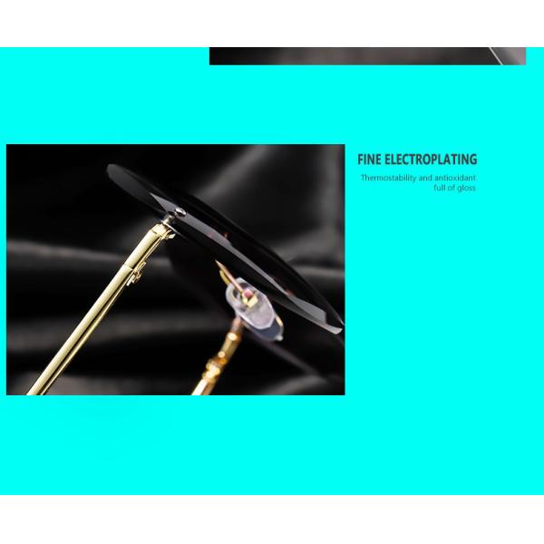 Colorful Gradient Lens Rivets Fashion Rimless Women Sunglasses