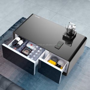 Modern Coffee Table with LED Control Panel Wireless Charger and Built-in