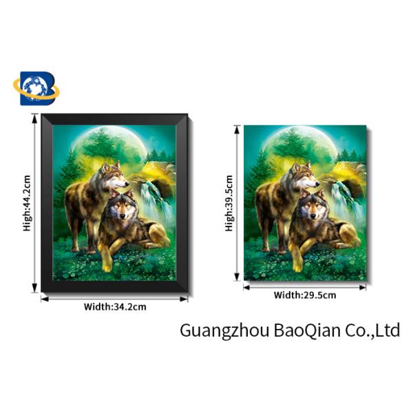 Angry Wolf Stock 3D Picture Lenticular Flip 0.6MM Thickness With Black MDP Frame