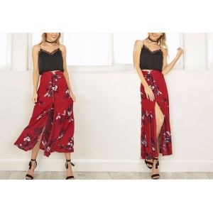 2018 New design high waisted print long skirts