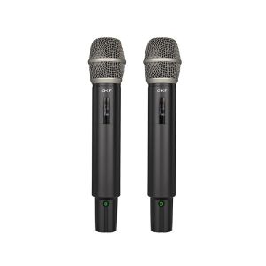 Built In Battery Handheld Dynamic UHF Microphone System Silver Design