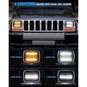 100W 9880LM DOT Amber/White DRL Turn Signal Rectangular Headlamp Special Feature