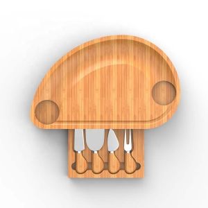 Semicircle Conch Shape Bamboo Cheese Cutting Board and Knife Set for Customized