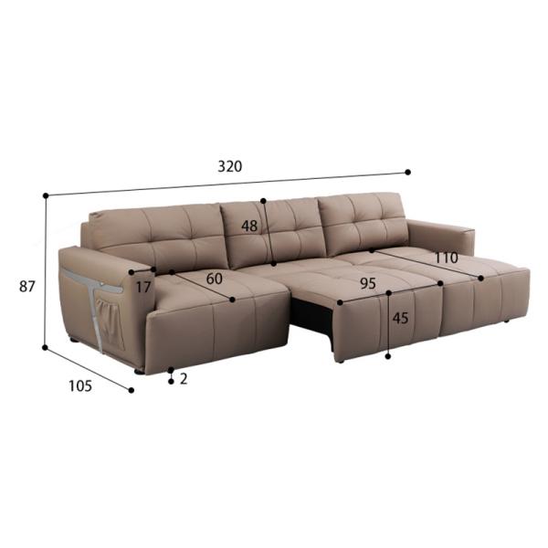 BN Electric Telescopic Function Sofa Bed Leather Sofa Dual-Purpose Electric Functional Sofa Bed Recliner Sofa