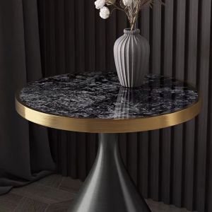 Ethereal Oasis Nordic Side Table , Stainless Steel Marble Ceramic Coffee Table