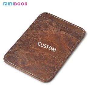 Professional Cowhide Man Leather Business Card Holder 10.2CM*6.8CM*0.3CM Package