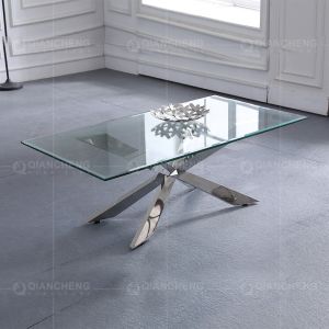 Wholesale 0.25CBM Modern Sofa Center Table 12mm Stainless Steel Coffee Table With Glass Top from china suppliers