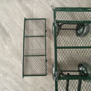Foldable Detachable Garden Mesh Cart , Metal Spokes, Four Rubber Inflatable