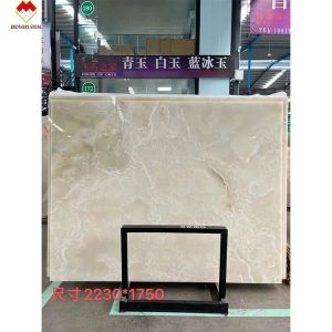 Backlit Royal White Onyx Marble Slab for Customizable Table Countertop and Wall