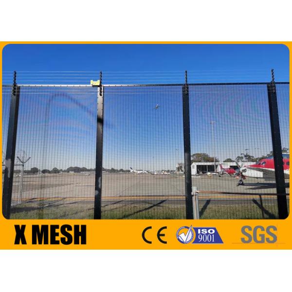 2.0m Height Post Size 80mm Anti Climb Mesh Fence Black Color Powder Coated For