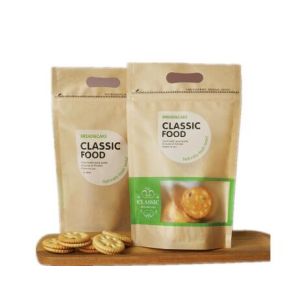 Custom Design/Printing Stand Up Resealable Zipper Food Grade Kraft Paper Bags