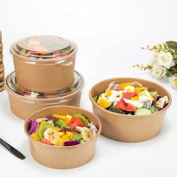 Take Away Kraft Paper Salad Bowl Food Container Customized Disposable Kraft Paper Bowl for soup