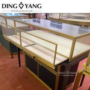 Golden Black Modern Rectangle Jewelry Showcase With Locking Bottom Cabinet