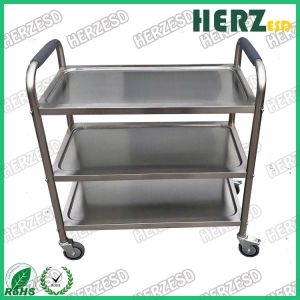 201 / 304 Stainless Steel ESD Safe Carts , Medical Dressing Trolley With Handle