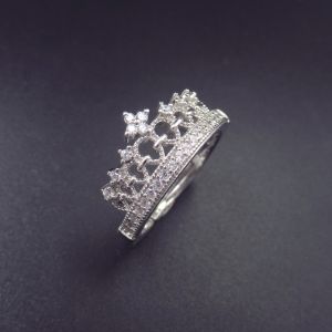 China Luxury Princess Crown Promise Rings For Women Sterling 925 Silver European Style on sale