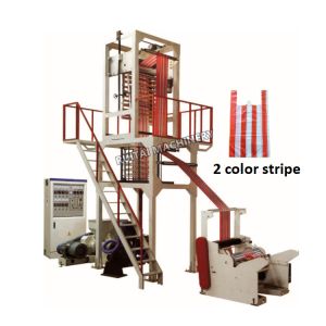 plastic double co-extruder 2 color stripe film blowing machine for making T