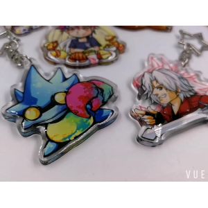 Wholesale Custom manufacture made cartoon acrylic transparent epoxy charm resin keychain with laser glitters from china suppliers