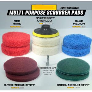 5cm Power Drill Brush Scrub Pads 18Pcs Set With Long Reach Attachment