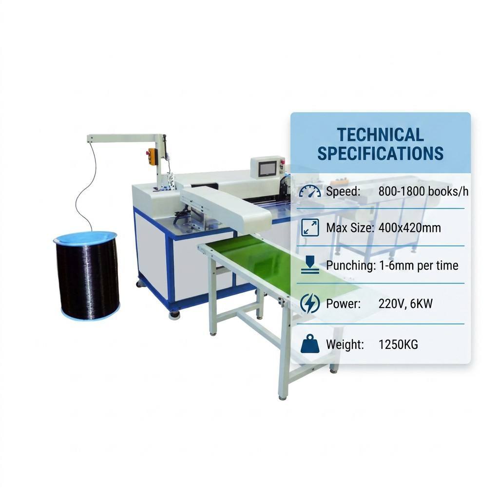 Spiral binding machine in operation demonstrating binding process