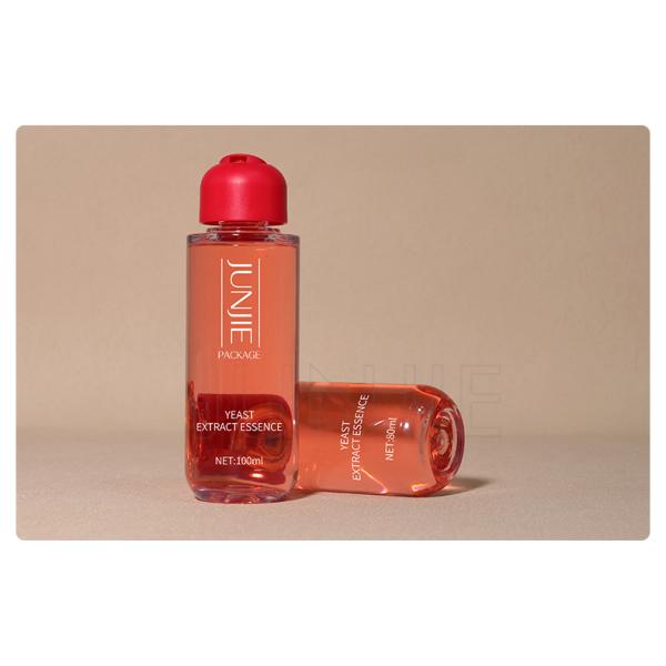 Customizable 30ml-150ml Plastic TonerBottles Long Neck Flat Type in Red Orange for Clear for Skin Care Made PETG Materia