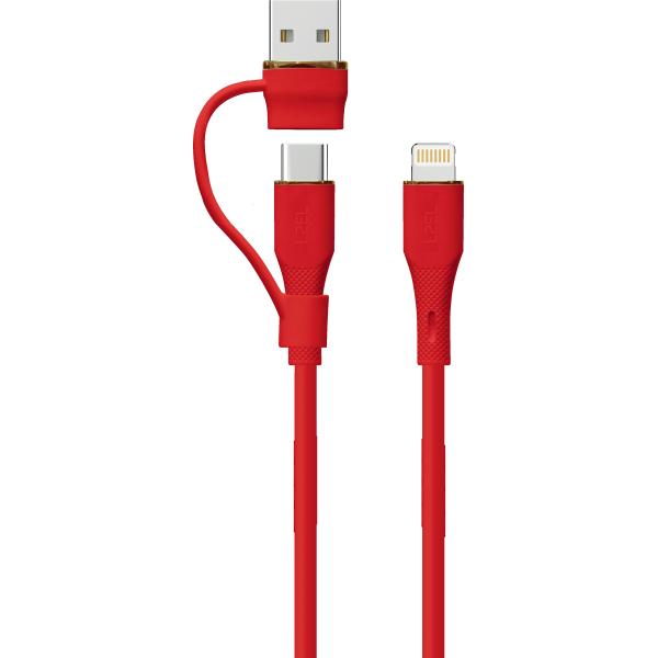 LX 2-in-1 USB Cable USB-A USB-C to Lightning for Apple Devices 100cm Length