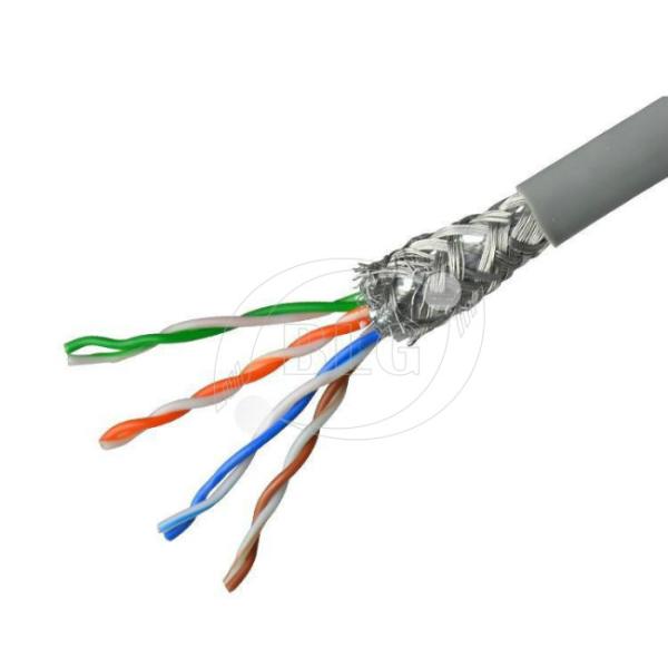 SFTP Cat5e Lan Cable 4 Pairs Pure Copper STP Solid 24AWG With Al- Foil 350MHZ