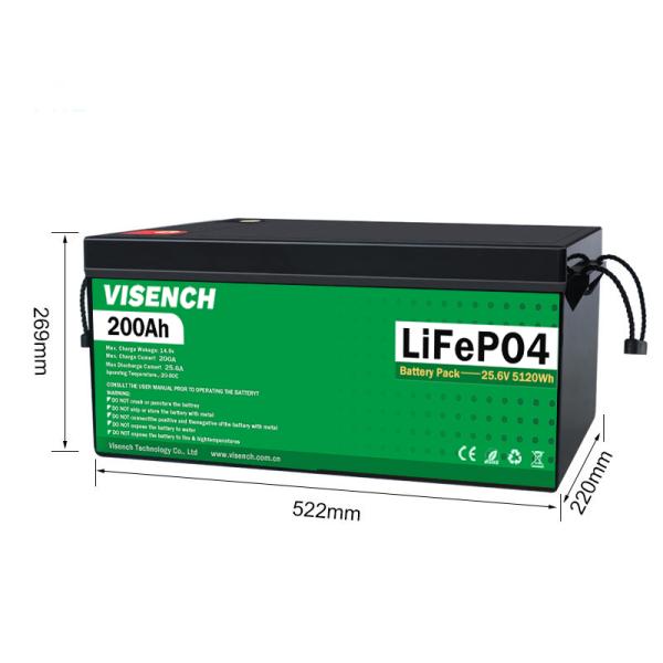 Visench Rechargeable Custom LiFePO4 Battery Pack 24V 200Ah 5120Wh 3000 Cycles