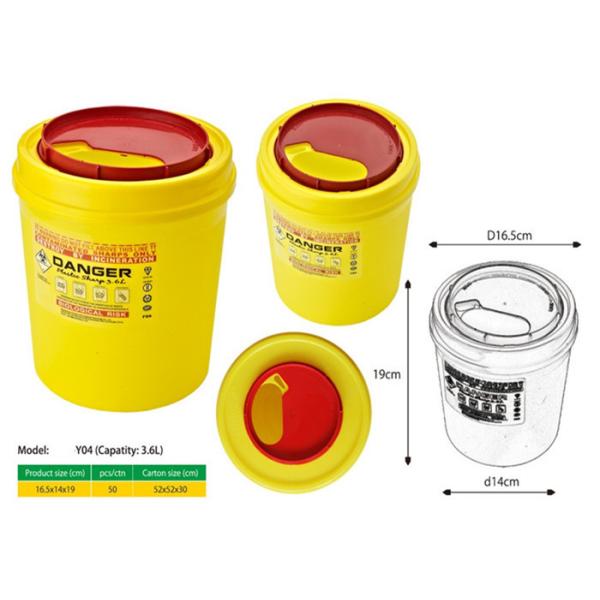 3.6 Litre Sharps disposal container, Sliding Lid, Red,Sharps Container | WinnerCare