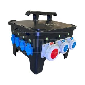 Syntax MP24 Event Power Distro Box 63A 3pH+N+E 400V Black Bespoke Socket Board