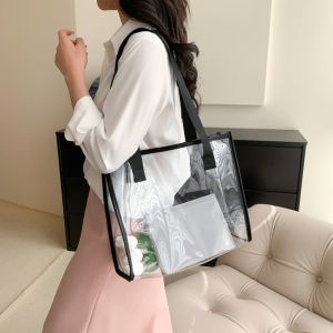 Transparent Large Bag Ladies Portable Color Ins Candy Color Laser Large Capacity