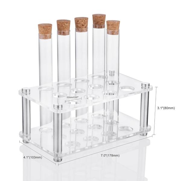 Scientific Experiments 12Pcs 20x150mm Glass Test Tubes With Cork Stoppers 1 Rack