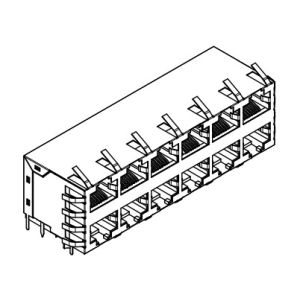 2x6 Stacked 615096243321 Shielded Modular Jack with EMI Panel Finger