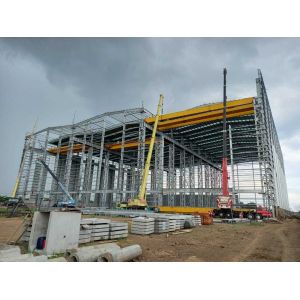 China Durable Steel Structure Warehouse with Single Steel Sheet Roofing and Single Color Steel Plate Wall Cladding Hot Dipped Galvanizing on sale