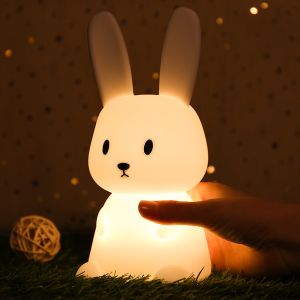 4100K LED Silicone Rabbit Night Light Touch Control For Bedroom
