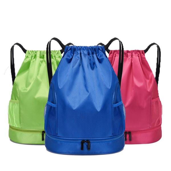 Quality 34x42cm Foldable Drawstring Backpack Polyester RPET Material for sale