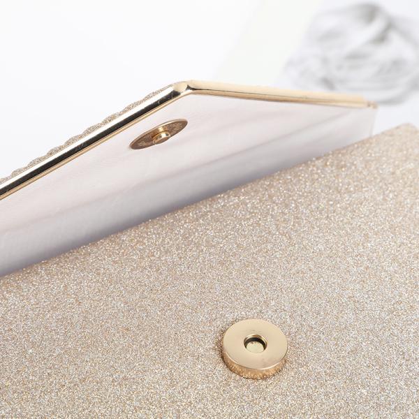 Polyester Magnetic Button Customize Handbag for Dinner Ladies Clutch Shoulder Bag