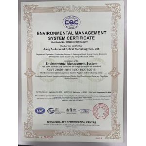 Jiang Su Armored Optical Technology Co.,Ltd. Certifications