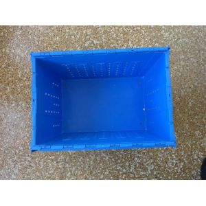 Attached Lid Mesh Body Plastic Storage Crates For Transportation