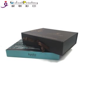 Foldable Flat Pack Printed Packaging Boxes With Ribbon And Magnet