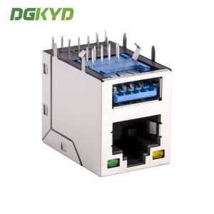 2x1 Stack RJ45 USB Connector Combo Jack W / USB 3.0 1-1909119-4 RoHS Compliance