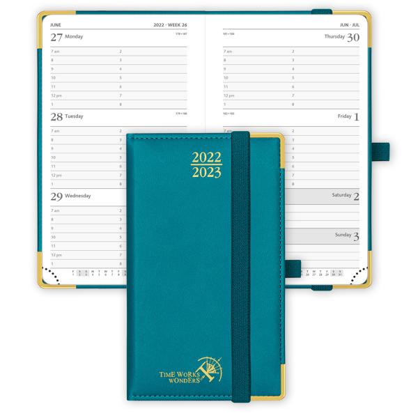 Quality FSC Small Academic Planner Pacific Green With Vertical Hourly Schedule for sale