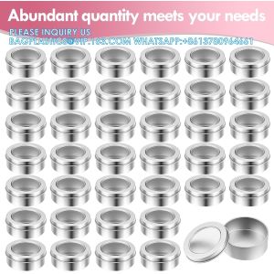 2 Ounce Metal Tin Cans Round Empty Container Salve Tins With Clear Screw Lid For